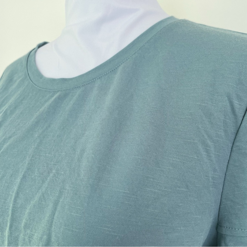 Ann Taylor Pleated Ruffle Sleeve Tee Seafoam Blue L Large - Picture 6 of 8